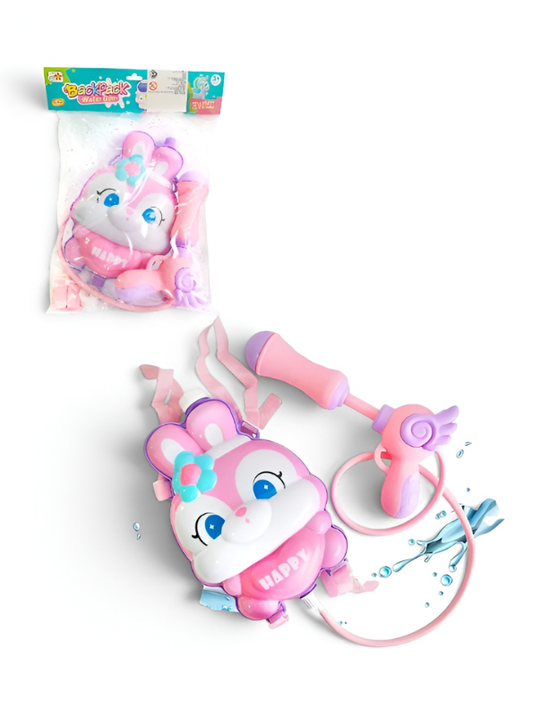 Large Capacity Pink Bunny Backpack Water Gun for Kids – Cute Rabbit Summer Soaker Toy with Adjustable Straps, Long-Range Pull-Out Squirt Gun for Outdoor Play Girls & Boys TV6609