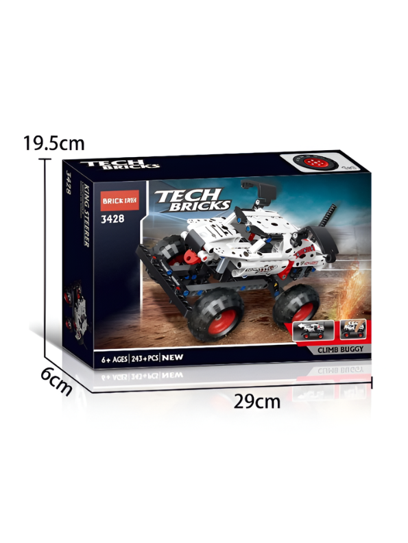 Tech Bricks King Steerer: Pull-Back Climb Buggy Construction Set (243+ Pieces) TV996