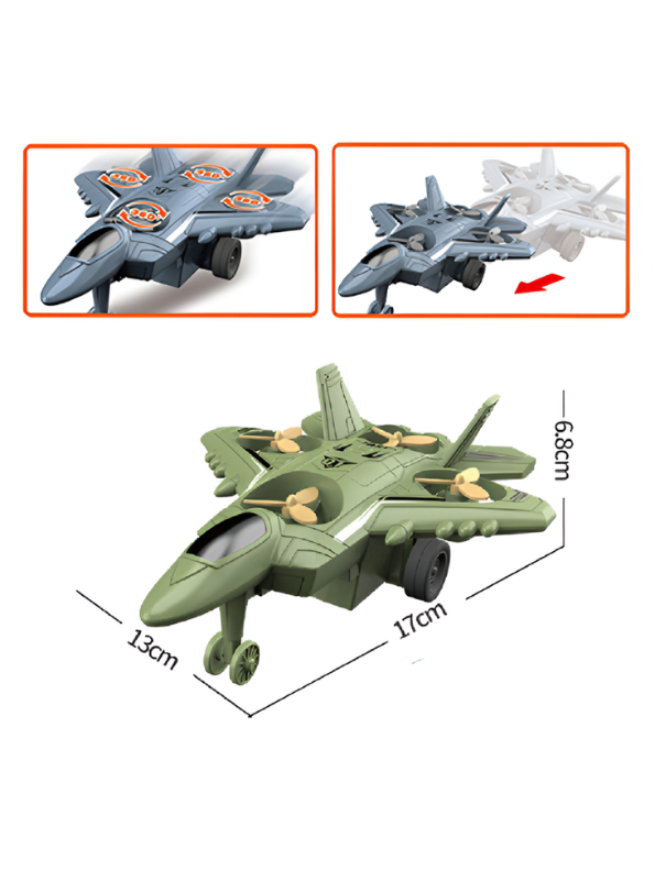 Inertial Stunt Toy Airplane: Kids' Friction-Powered Fighter Jet with 360° Spins TV4802