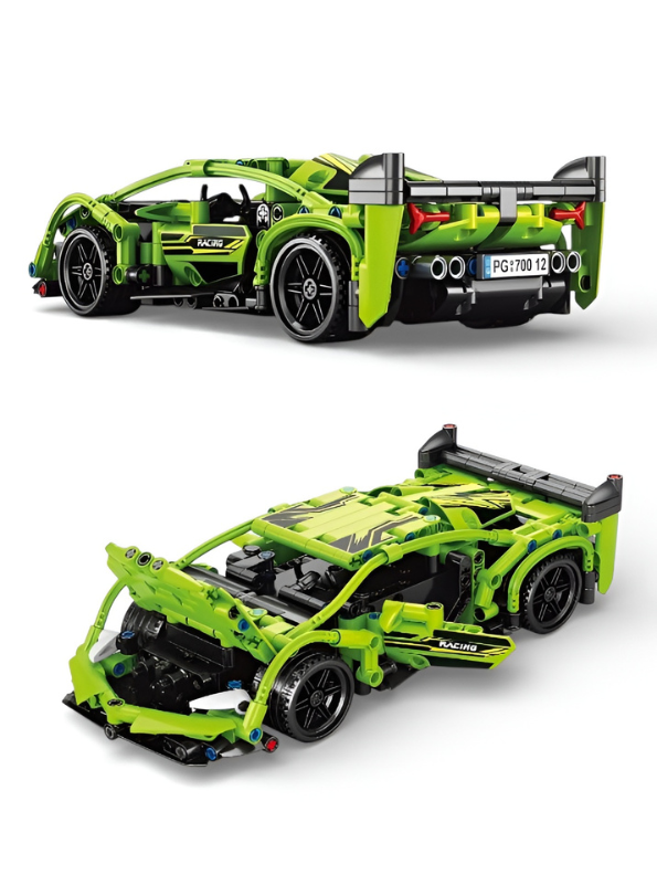 2.4GHz RC Racing Car Building Kit – 1:16 Scale Remote Control Sports Car, DIY STEM Educational Toy with Rechargeable Battery, Green Supercar Model for Kids & Teens TV5579