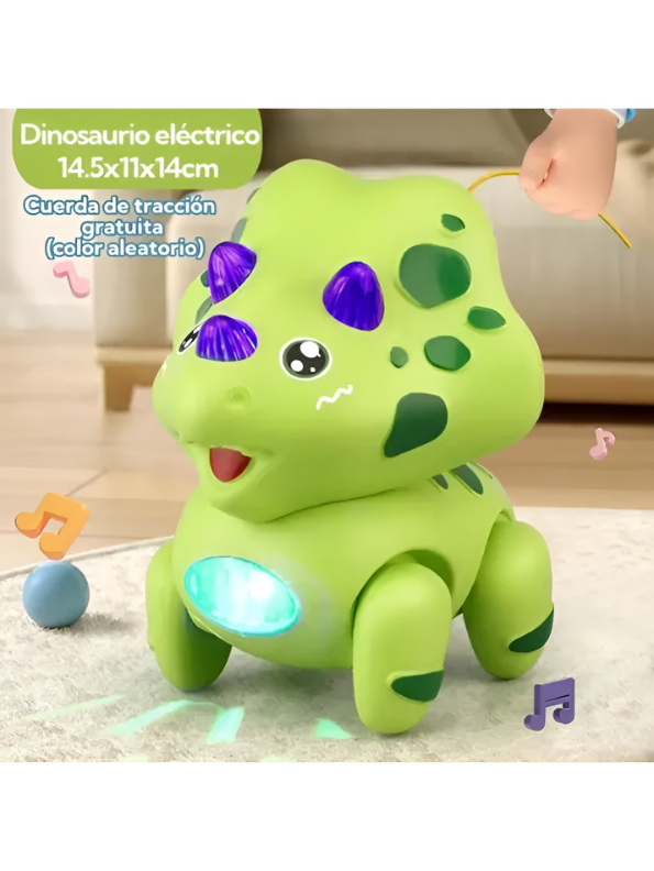 Electric Walking Triceratops Toy for Babies – Musical Crawling Dinosaur with LED Lights, Pull String Action, Early Educational Sensory Toy for Infants and Toddlers TV4682