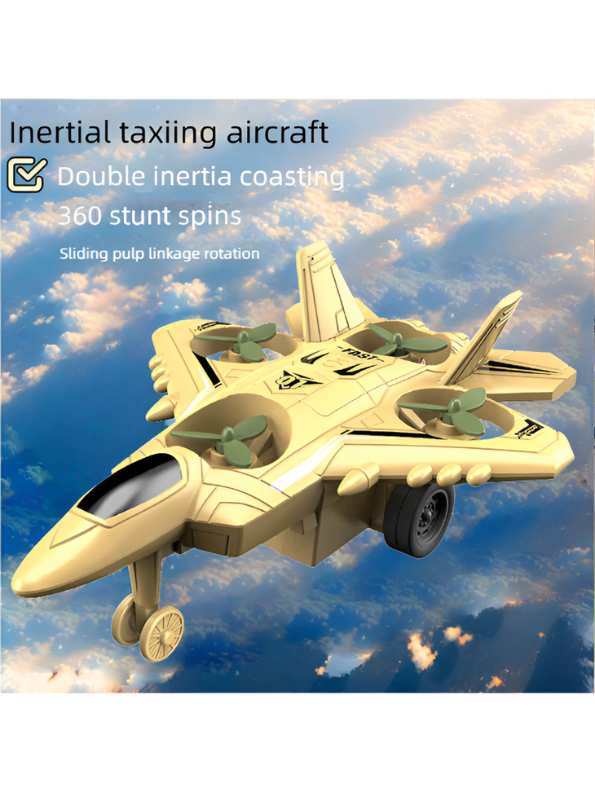 Inertial Stunt Toy Airplane: Kids' Friction-Powered Fighter Jet with 360° Spins TV4802