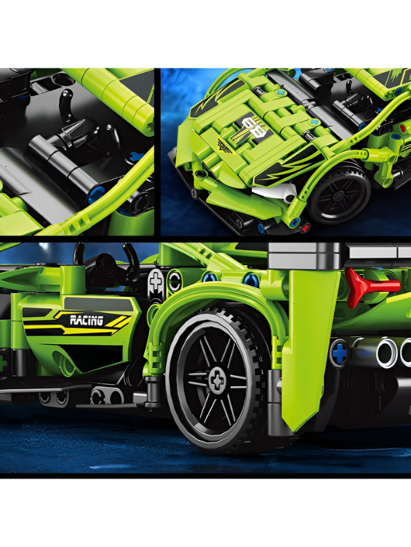 2.4GHz RC Racing Car Building Kit – 1:16 Scale Remote Control Sports Car, DIY STEM Educational Toy with Rechargeable Battery, Green Supercar Model for Kids & Teens TV5579