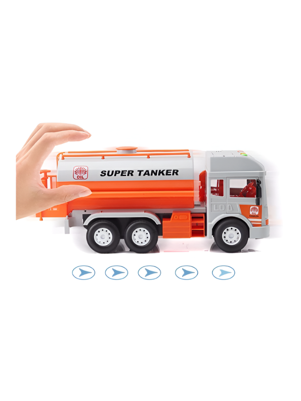 Friction Powered Oil Tanker Toy Truck with Realistic Lights and Sounds – Large 31CM Interactive Fuel Transporter for Kids Ages 3+ TV4928