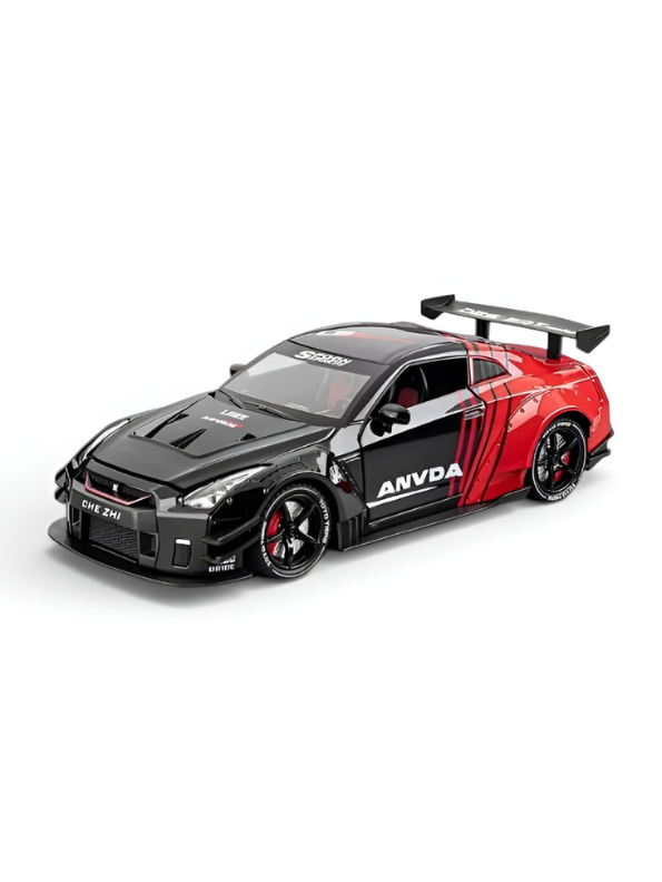 Nissan GTR Alloy Model Diecast Car –  Black 1:24 Scale Interactive Toy with Light, Sound, and Water Spray Effects Collectible Racing Car TV5267