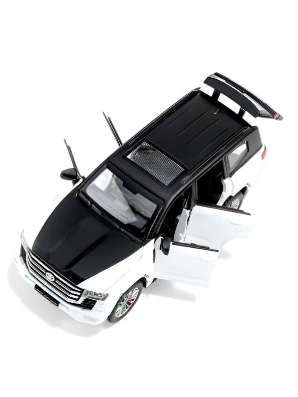 Toyota Land Cruiser Model Car – 1:32 Scale  Diecast Premium Alloy Pull-Back Toy with Lights & Sound for Kids & Collectors TV2474