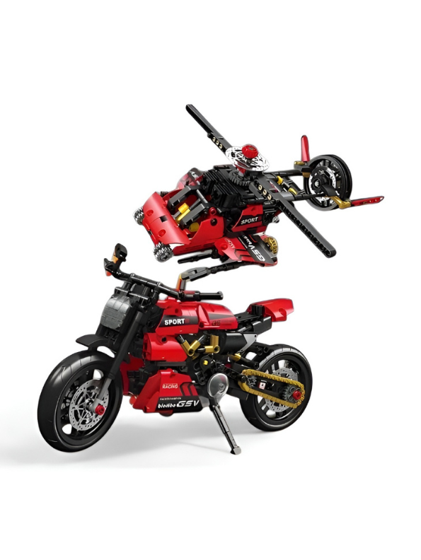 497-Piece 2-in-1 Technic Sport Motorcycle & Helicopter Building Block Set TV6345