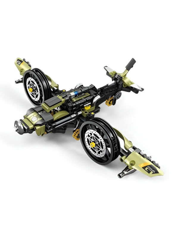 2-in-1 Technic Mechanical Motorcycle Building Set - 479 PCS Engine Morph Aircraft & Chopper Model Kit - Creative Construction Toy for Teens & Adults TV6346