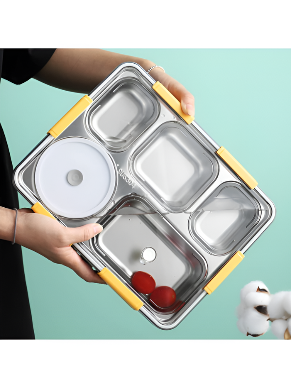 Premium Stainless Steel Divided Lunch Box – Leak-Proof 5-Compartment Bento Meal Container for Adults and Kids TV3600