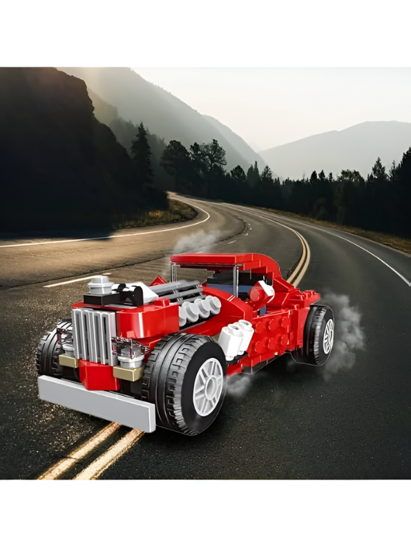 Multificence 20-in-1 Vintage Car Building Block Set (278 Pieces) – Red Retro Hot Rod DIY Construction Kit for Kids Ages 6+ | Creative STEM Educational Toy MD2139