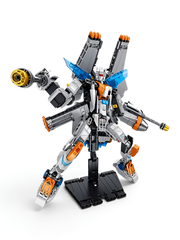 2-in-1 Transformable Building Block Robot Set - Space Fighter & Warrior Mech Action Figure TV6703