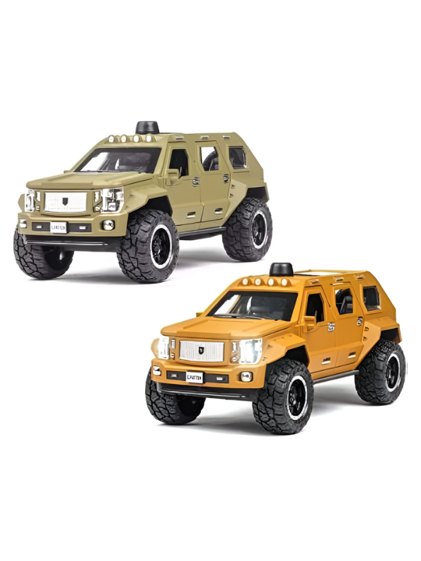 G. Patton GX Off-Road SUV Die-Cast Model Car - 1:24 Scale Alloy Toy Vehicle with Sound & Light, Pull Back Action - Desert Tan - Free Car Inside. TV2661