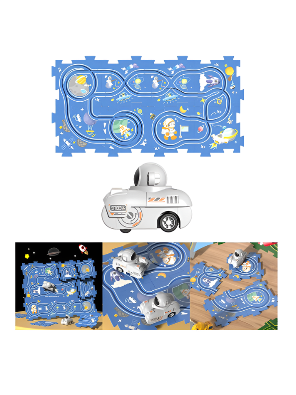 9-Piece DIY Space Adventure Puzzle Track Play Set with Battery-Operated Astronaut Car – Interchangeable Rail System, Educational STEM Toy for Toddlers & Kids TV4092