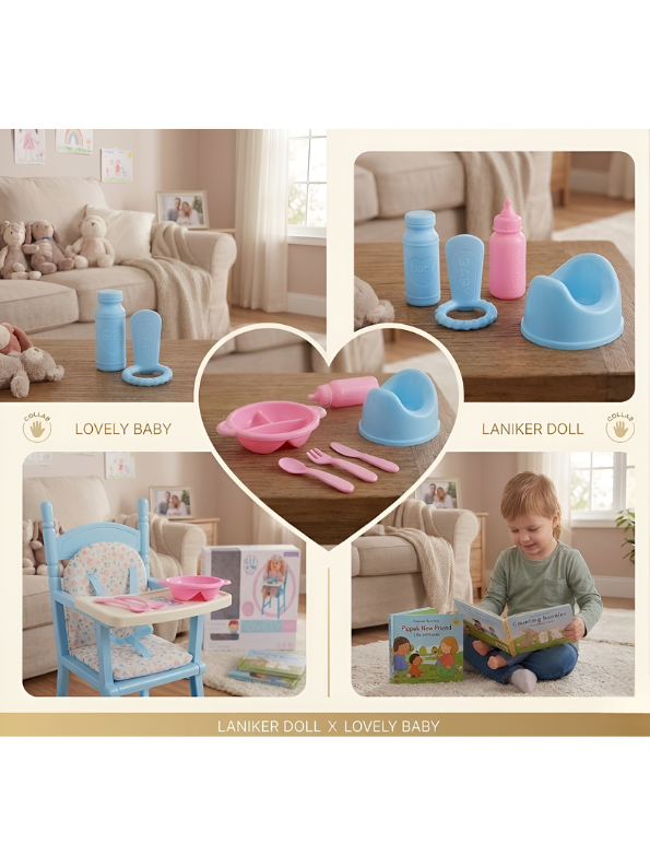 Doll x Lovely Baby Interactive Play Set with Feeding Accessories – Realistic Pretend Play Toy Set for Kids TV3643