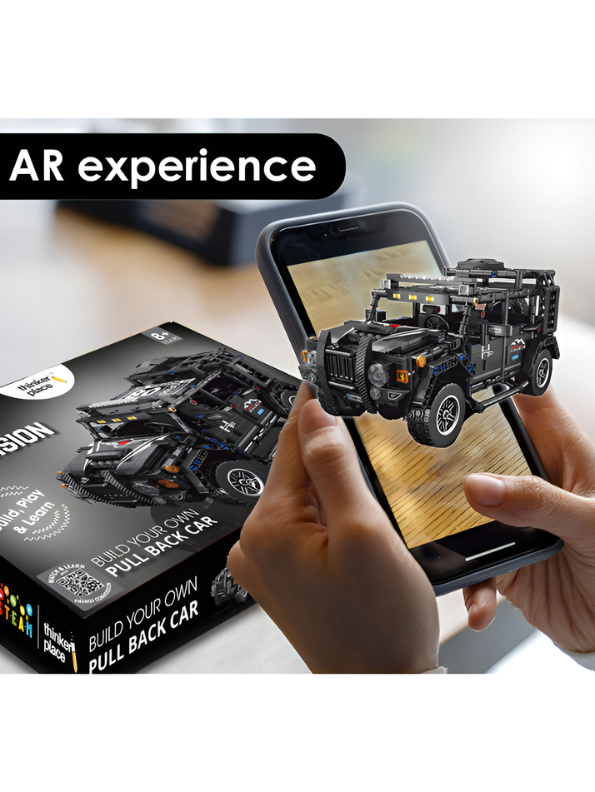 4x4 Off-Road Building Block Truck – Pull-Back Motor, Realistic Design, and Interactive AR Learning, 8+ Years TV6705