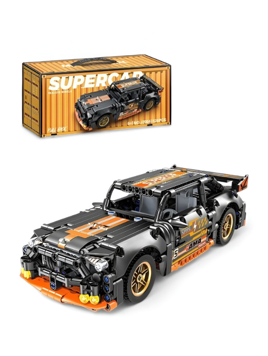 Technic Supercar Building Blocks Set – 1:14 Scale Pull-Back Race Car Model with Opening Doors & Rotating Steering Wheel – STEM Construction Toy for Kids & Adults TV6047