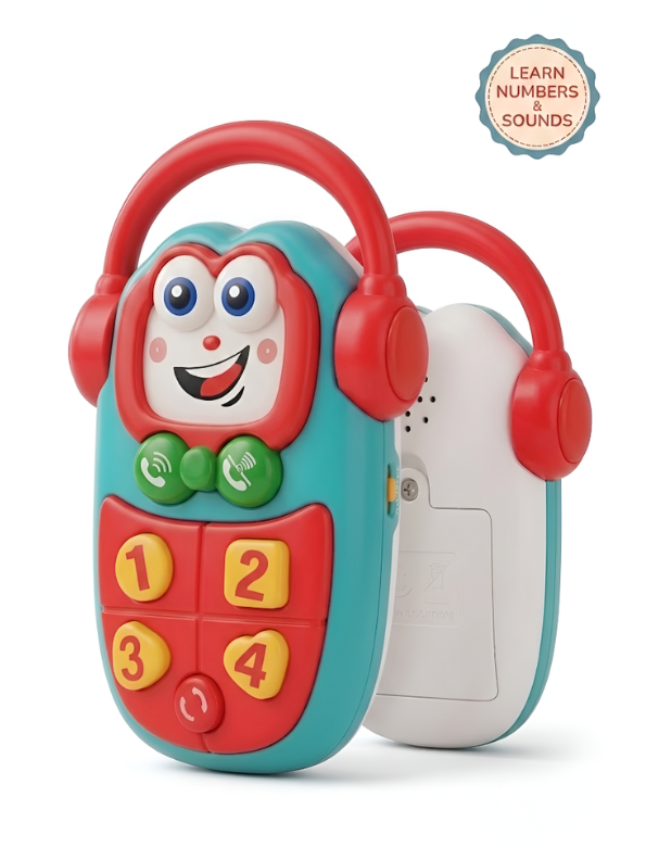 Red Interactive Musical Baby Toy Phone for Toddlers – Educational Pretend Play Cellphone with Lights & Sounds, Early Learning Toy for Infants & Kids NX13781