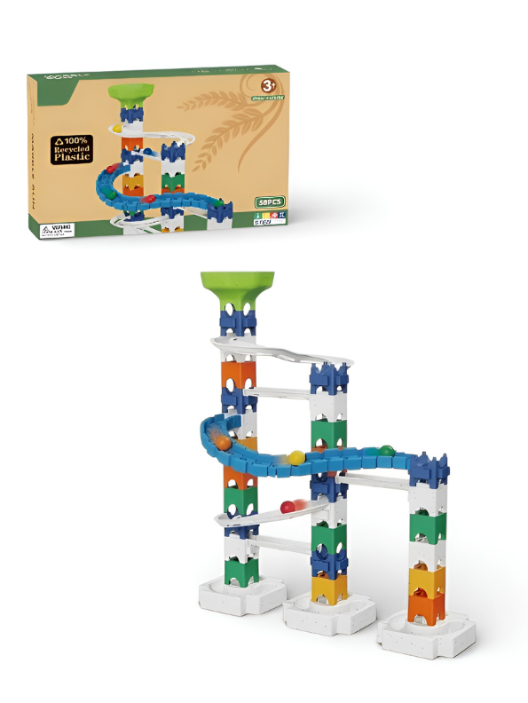 58-Piece Marble Run Set for Kids Ages 3+ – Eco-Friendly Educational Construction Toy, STEM Gravity Track Building Blocks Maze Game for Creative Learning & Development MD354