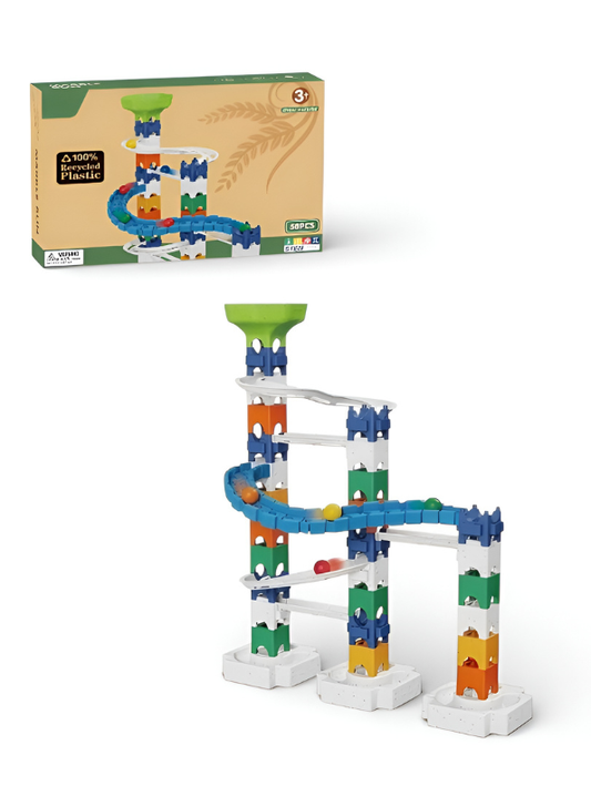 58-Piece Marble Run Set for Kids Ages 3+ – Eco-Friendly Educational Construction Toy, STEM Gravity Track Building Blocks Maze Game for Creative Learning & Development MD354