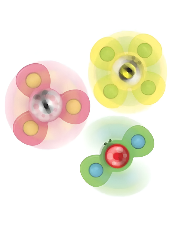 3-Piece Baby Suction Cup Spinner Toys Set – Sensory Fidget Spinners for Toddlers, Bath & High Chair Activity Toys, Travel Window Toys, Early Learning Educational Gift for Boys & Girls TV1902