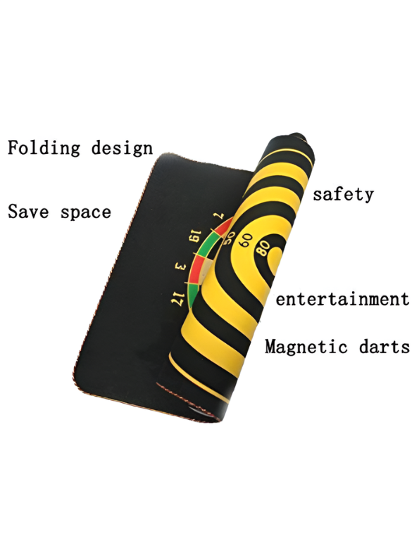Magnetic Dart Board Set with 4 Neodymium Darts – Safe Roll-Up Portable Dartboard for Kids & Adults, Indoor & Outdoor Wall Hanging Game TV1215