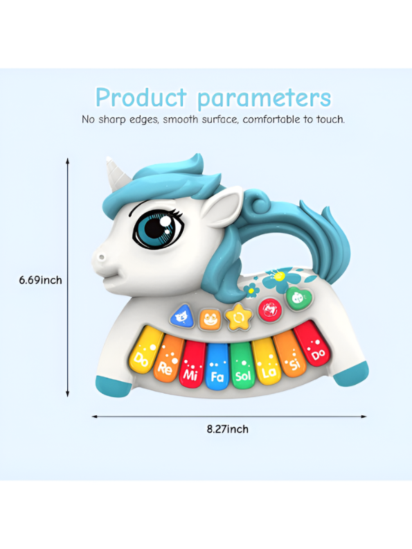 Unicorn Baby Piano Toy - Early Educational Musical Keyboard with 8 Piano Keys, 4 Animal Sounds, and 4 Play Modes - Sensory Learning Gift for Infants and Toddlers TV6981