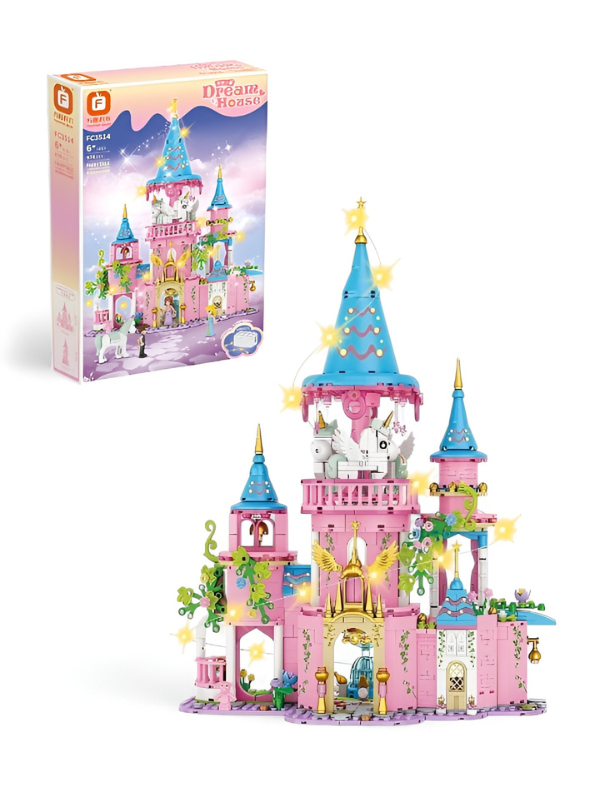 Dream House Fairy Tale Castle Building Set for Kids – 3-Level Princess Play Set with Lights TV6706