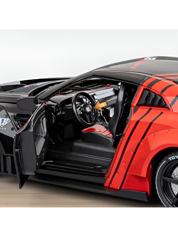 Nissan GTR Alloy Model Diecast Car –  Black 1:24 Scale Interactive Toy with Light, Sound, and Water Spray Effects Collectible Racing Car TV5267