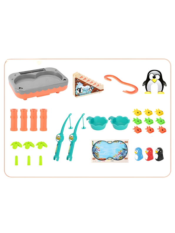 2-in-1 Interactive Penguin Paradise Water Table & Electric Fishing Game for Kids – Montessori Educational Toy with Music, Magnetic Fishing Rods & Automatic Penguin Slide for Toddlers TV1754