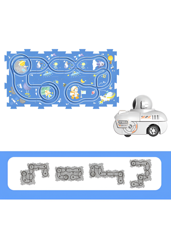 9-Piece DIY Space Adventure Puzzle Track Play Set with Battery-Operated Astronaut Car – Interchangeable Rail System, Educational STEM Toy for Toddlers & Kids TV4092