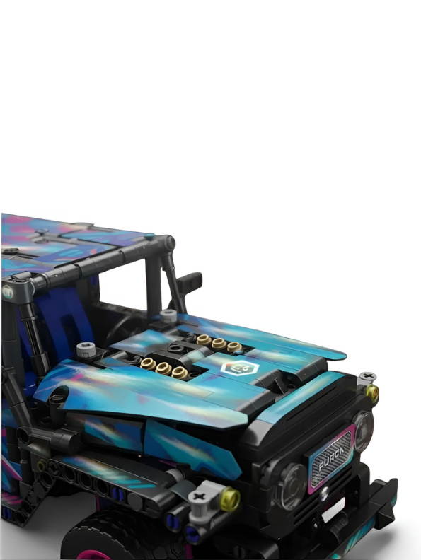 Cyberpunk Off-Road SUV Building Block Set – 910 Pieces, Pull-Back Action Toy Vehicle for Kids & Adults, Futuristic DIY Construction Kit with High-Performance Design TV6704