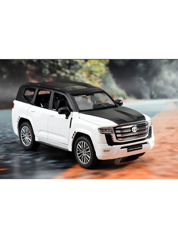 Toyota Land Cruiser Model Car – 1:32 Scale  Diecast Premium Alloy Pull-Back Toy with Lights & Sound for Kids & Collectors TV2474