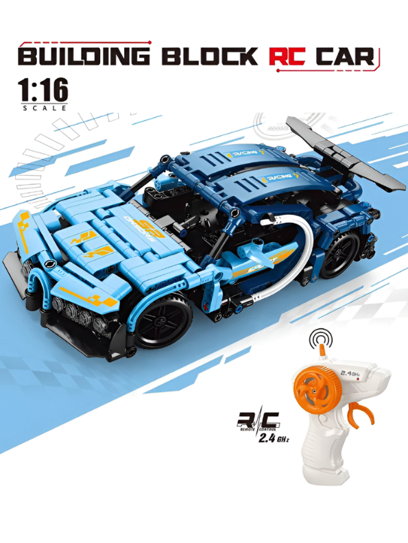 2.4GHz RC Sports Car Building Kit 1:16 Scale – High-Speed Remote Control DIY Supercar STEM Construction Model for Kids & Adults MD1148