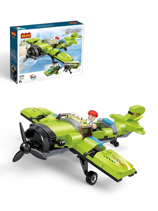 Creative Power 3-in-1 Airplane Building Set | Propeller Plane, Biplane & Jet Boat Toy (117 Pieces) TV6562