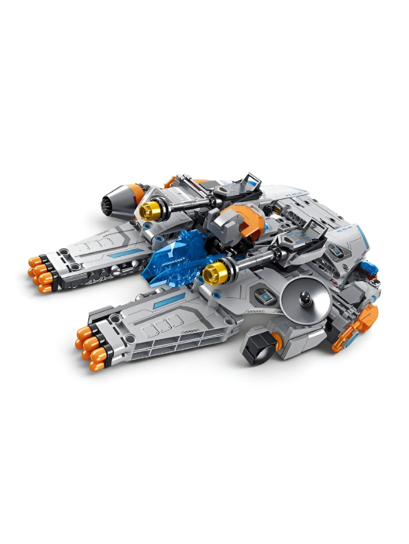 2-in-1 Transformable Building Block Robot Set - Space Fighter & Warrior Mech Action Figure TV6703