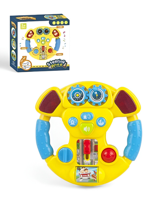 Interactive Musical Steering Wheel Toy for Toddlers – Yellow Early Educational Driving Simulator with Lights, Sounds, and Motor Skill Development Features TV5002