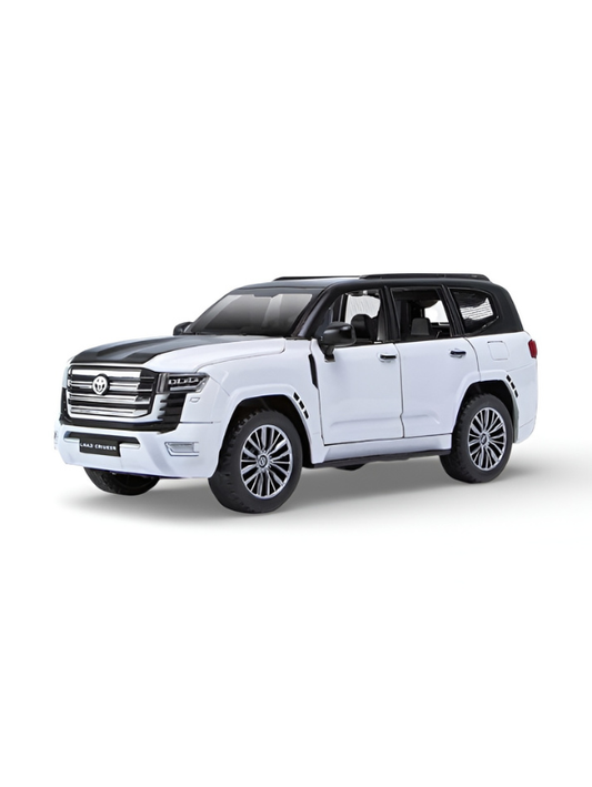Toyota Land Cruiser Model Car – 1:32 Scale  Diecast Premium Alloy Pull-Back Toy with Lights & Sound for Kids & Collectors TV2474