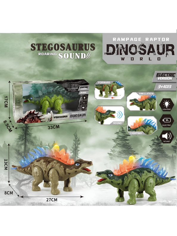 Electronic Walking Stegosaurus Dinosaur Toy with Lights and Sound Effects TV6696.