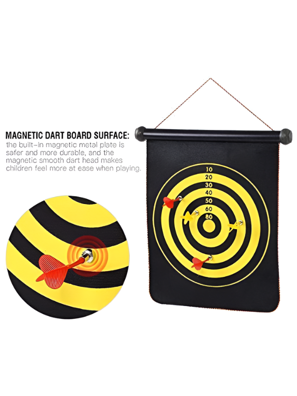Magnetic Dart Board Set with 4 Neodymium Darts – Safe Roll-Up Portable Dartboard for Kids & Adults, Indoor & Outdoor Wall Hanging Game TV1215