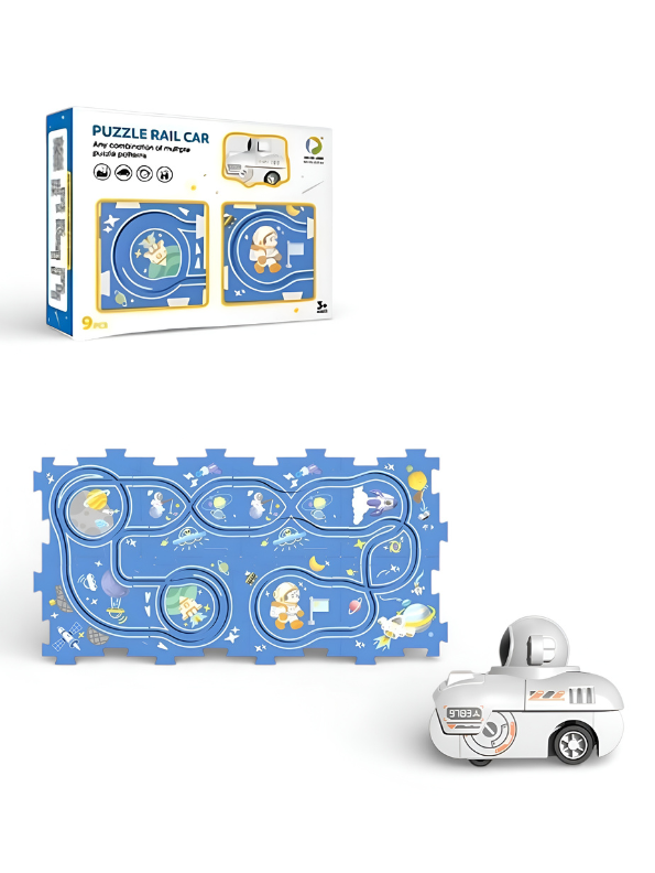 9-Piece DIY Space Adventure Puzzle Track Play Set with Battery-Operated Astronaut Car – Interchangeable Rail System, Educational STEM Toy for Toddlers & Kids TV4092