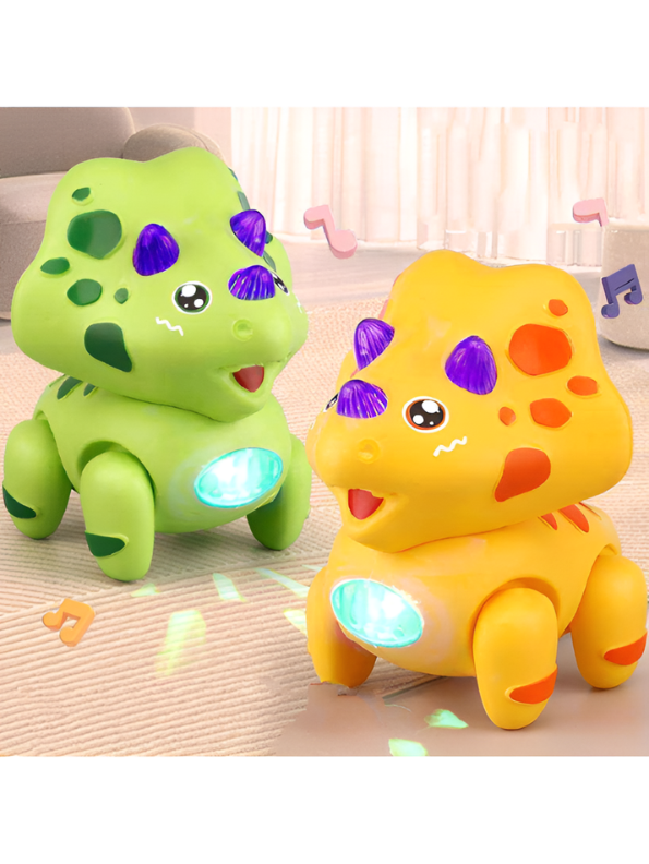 Electric Walking Triceratops Toy for Babies – Musical Crawling Dinosaur with LED Lights, Pull String Action, Early Educational Sensory Toy for Infants and Toddlers TV4682