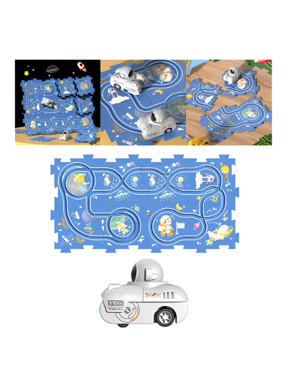 9-Piece DIY Space Adventure Puzzle Track Play Set with Battery-Operated Astronaut Car – Interchangeable Rail System, Educational STEM Toy for Toddlers & Kids TV4092