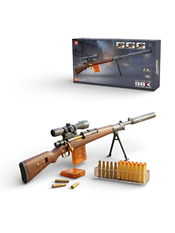 PUBG Kar 98K Tactical Shooting Game Model – 104cm Professional Soft Bullet Toy Gun for Outdoor Combat Play, Realistic Sniper Design for Kids & Adults NX16428