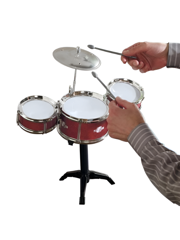 Toy Drum Set with Stool and Cymbal – 5-Piece Upgraded Junior Jazz Drums Musical Instrument for Toddlers & Children, Includes Drumsticks, Sparkling Red TV6033