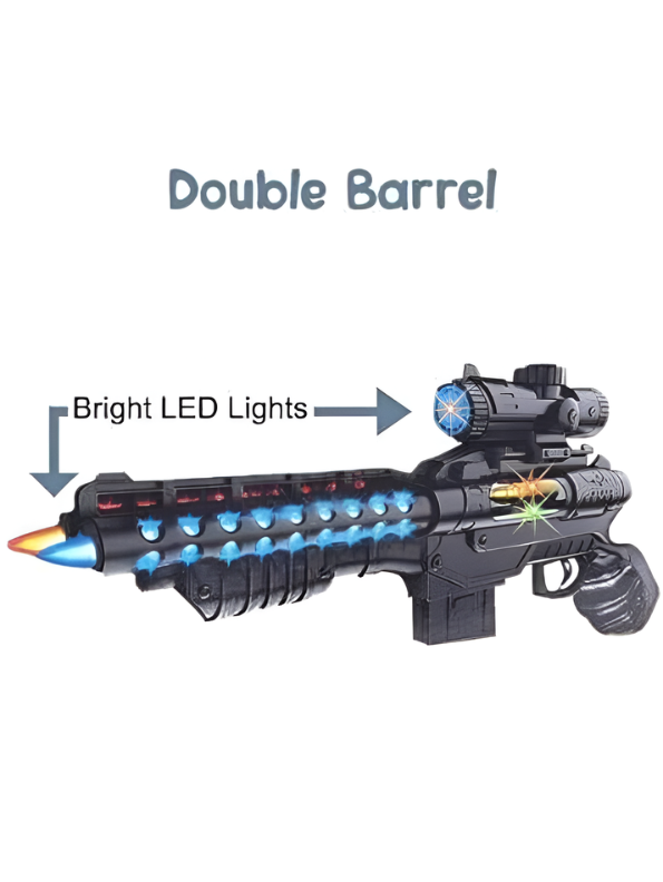 Double-Barrel Electric Toy Gun with LED Lights and Sound Effects – Kids' Pretend Play Blaster MD448