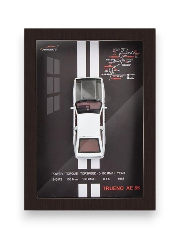 3D Car Frame: Toyota AE86 Sprinter Trueno | 1:32 Model Poster with Acrylic Glass & Frame