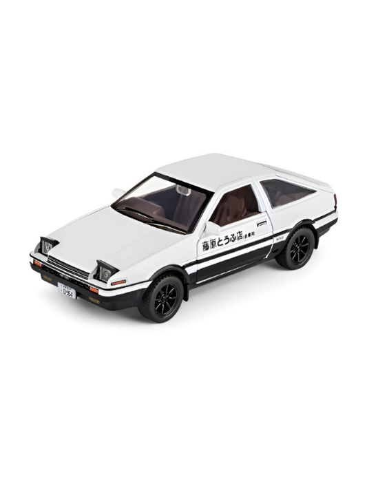 Toyota AE86 Trueno White Diecast Car Model – Alloy Pull Back Japan Sports Car Toy for Kids | Tokyo Drift Racer Scale 1:30 TV5809.
