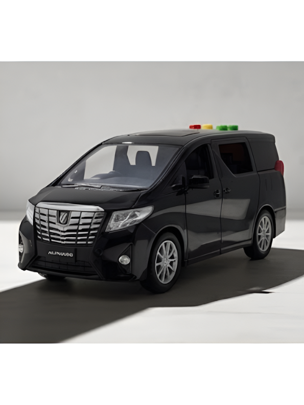 Toyota Alphard Toy Car Black  Minivan Model with Sound and Light Buttons – Premium Diecast Miniature Van for Kids and Collectors TV5245.