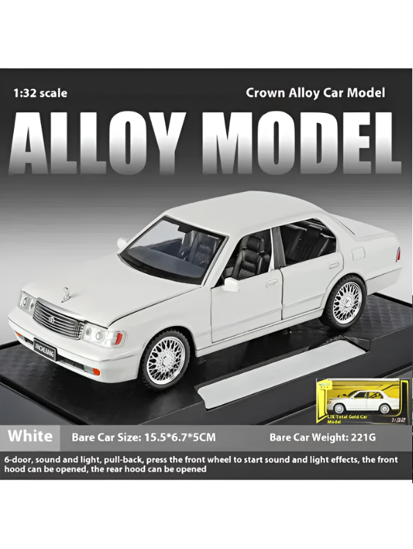 Toyota Crown Luxury Sedan Diecast Model Car 1:32 Scale Vintage Collectible Metal Car White TV6302.