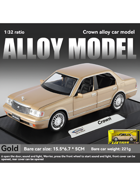 Toyota Crown Luxury Sedan Diecast Model Car 1:32 Scale Vintage Collectible Metal Car Gold TV6302.